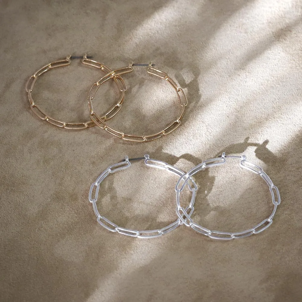 Cable Chain Hoop Earrings