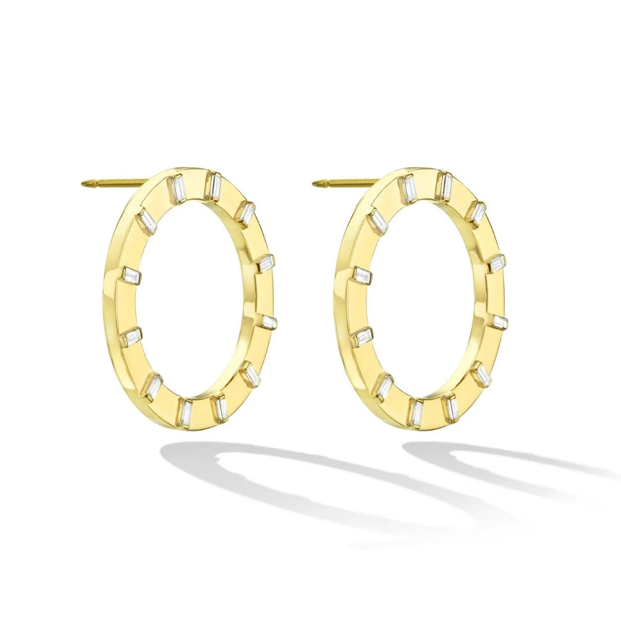 Cadar 18K Yellow Gold Open Hoop Diamond Stud Earrings