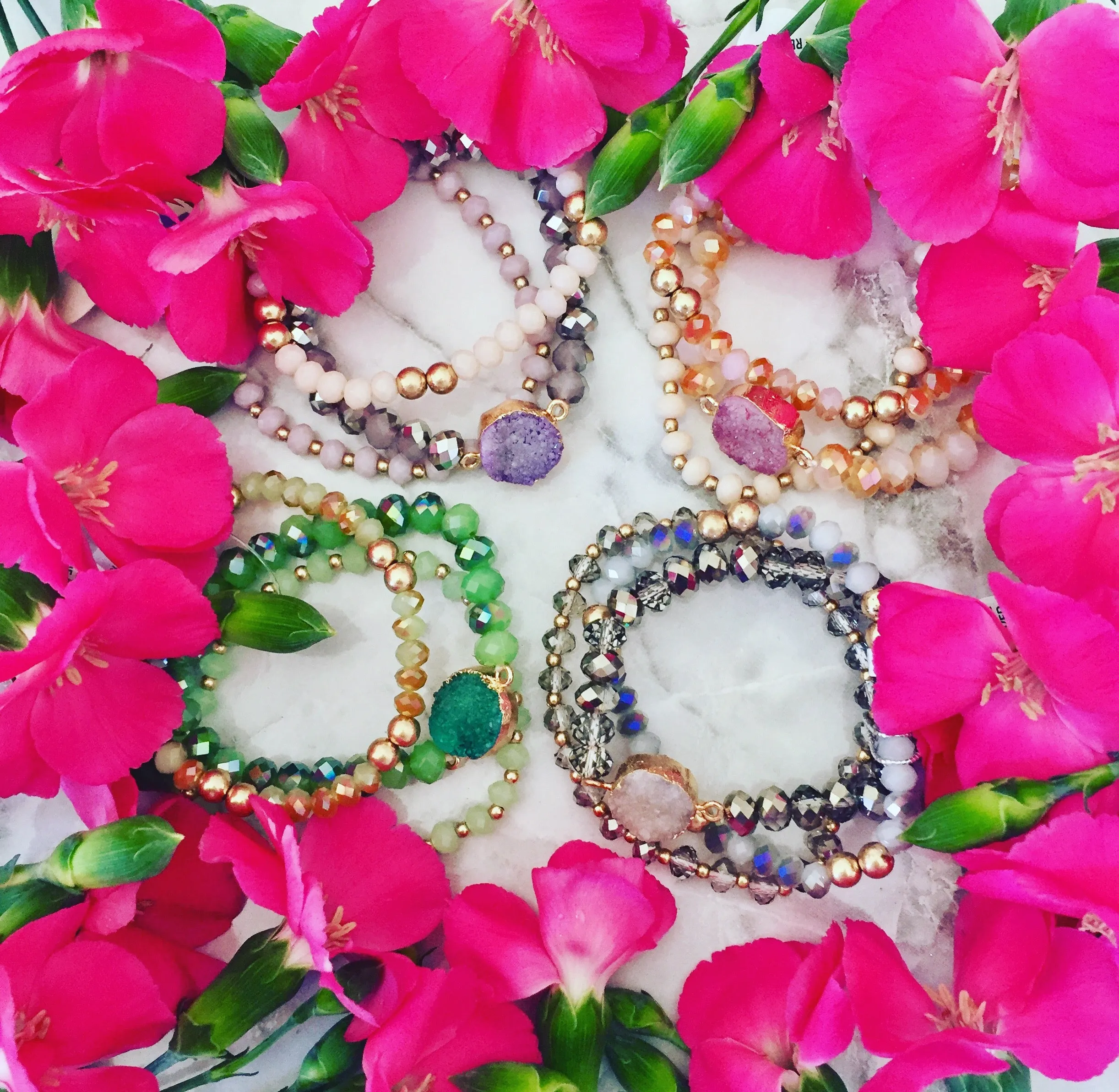 Camden Pink Druzy Bracelets