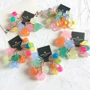 Candy Color Transparency Jelly Children's Hair Ring Set of Five AC-000016