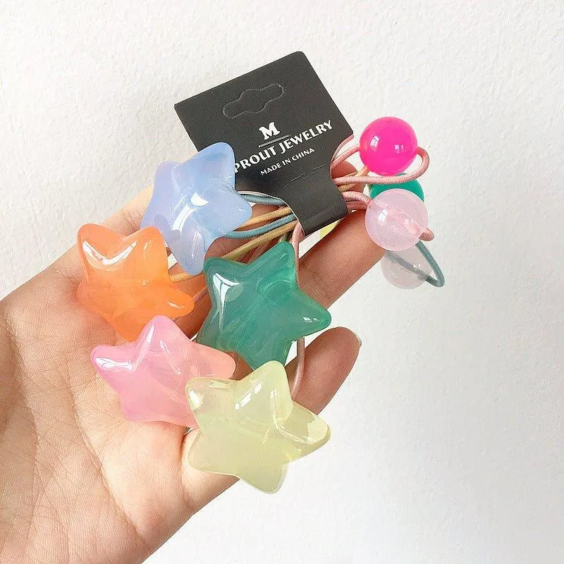 Candy Color Transparency Jelly Children's Hair Ring Set of Five AC-000016