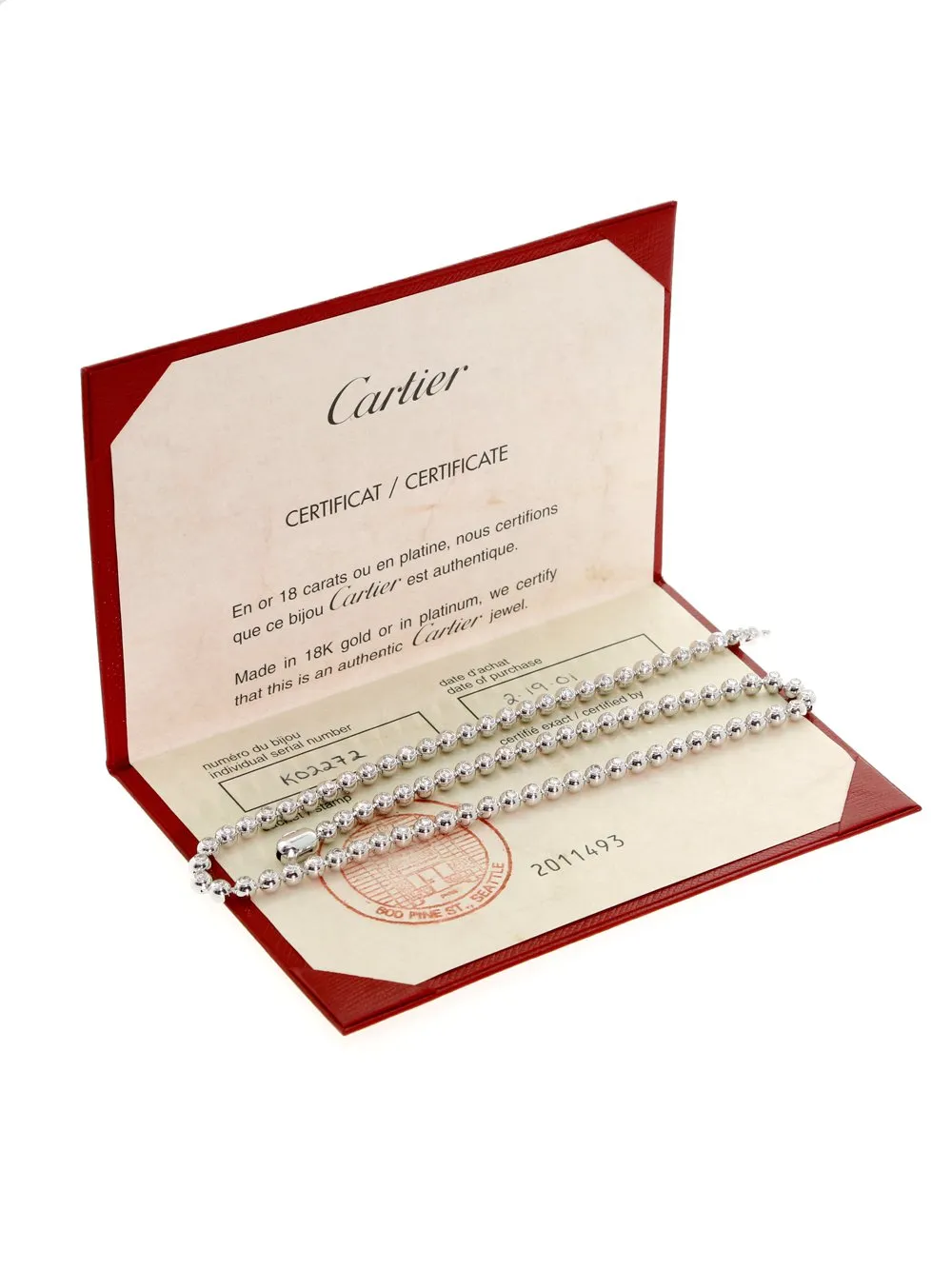 Cartier Diamond Gold Tennis Necklace