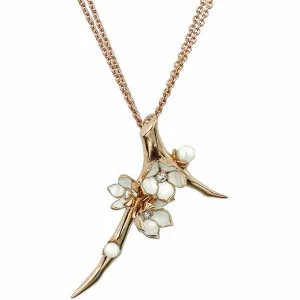 Cherry Blossom Branch Pendant - Rose Gold Vermeil, Diamond & Pearl