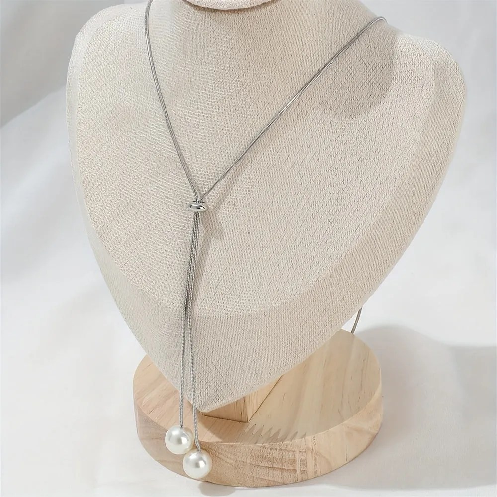 Chic YShaped Necklace with Imitation Pearl Pendant