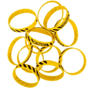 Construction Party Caution Rubber Bracelets | Party Favors | Set 6