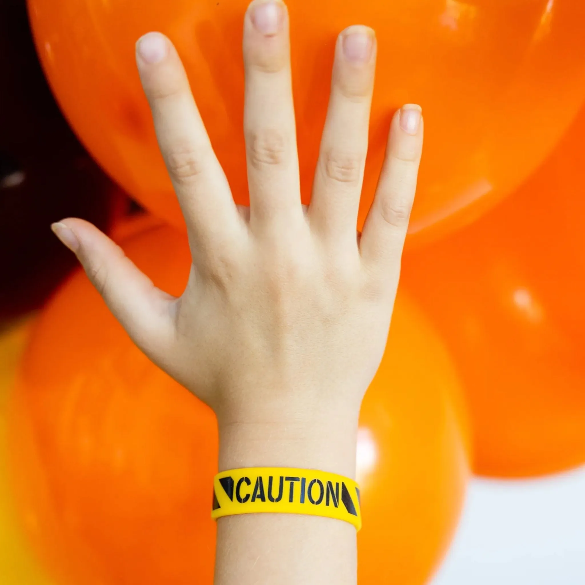 Construction Party Caution Rubber Bracelets | Party Favors | Set 6