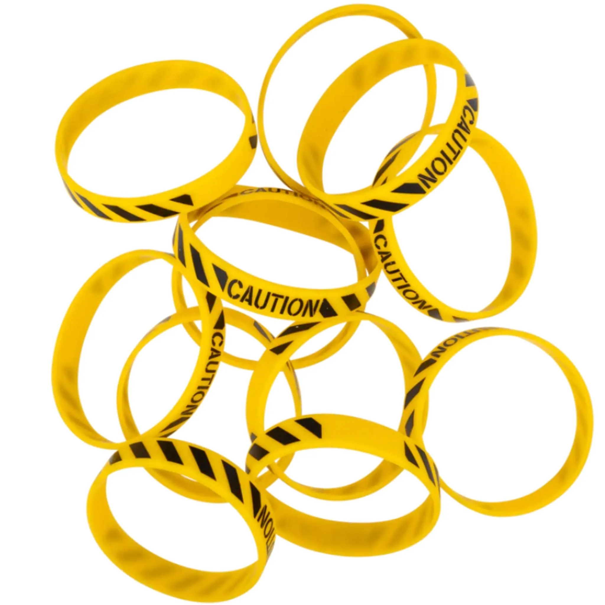 Construction Party Caution Rubber Bracelets | Party Favors | Set 6