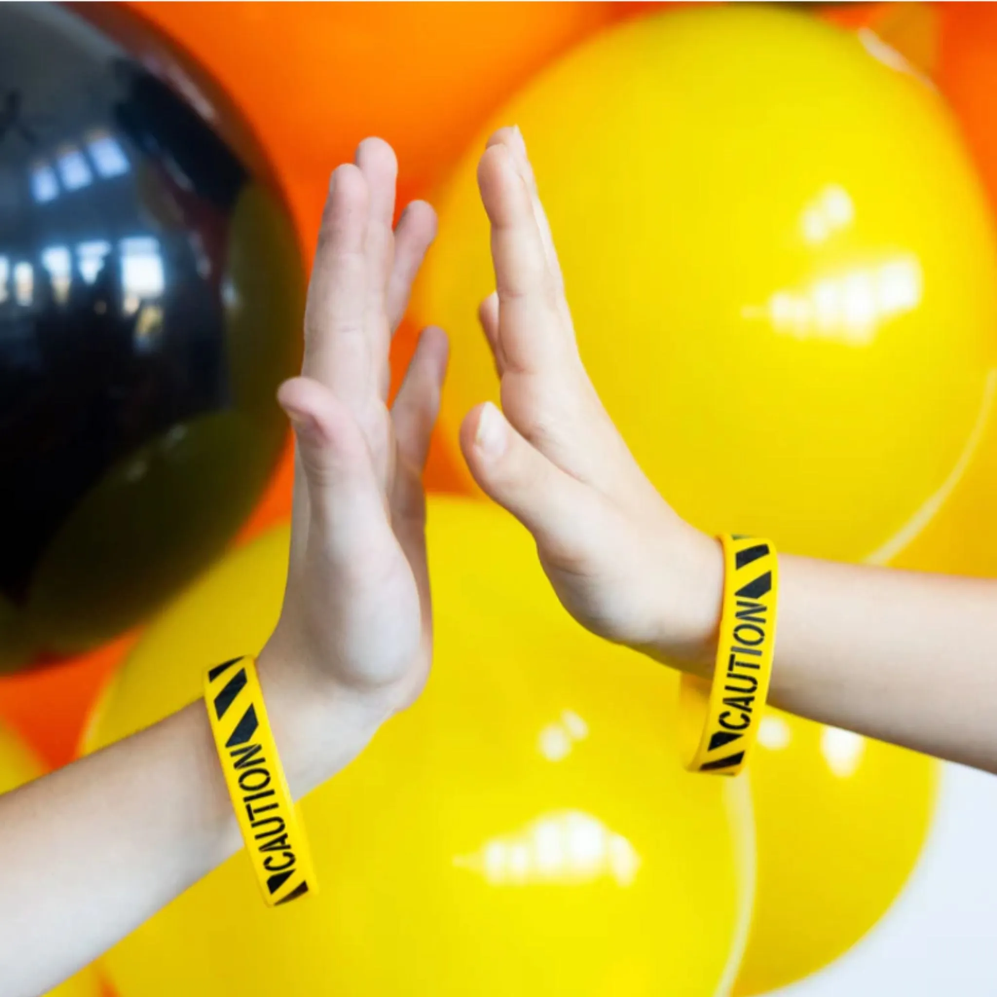 Construction Party Caution Rubber Bracelets | Party Favors | Set 6