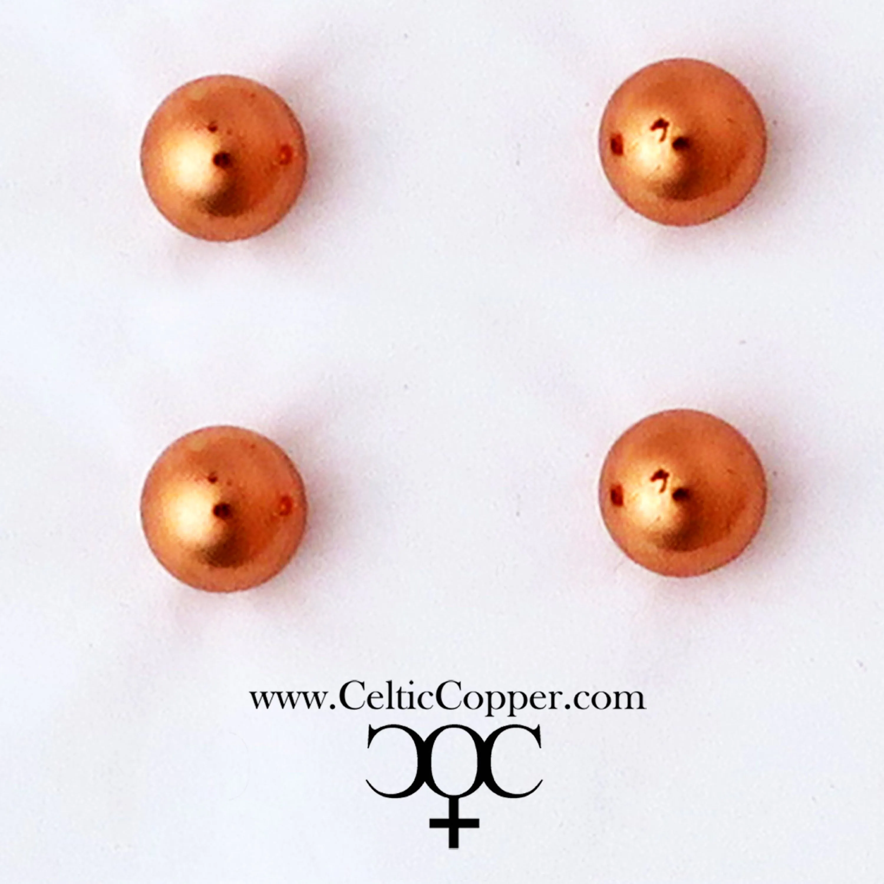 Copper Stud Earrings 2 Pair Set 7mm Round Solid Copper Ball Stud Earrings