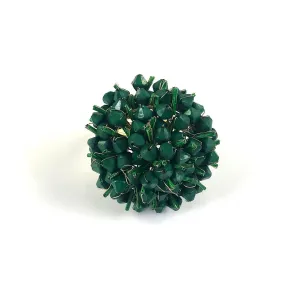 Dark Green Cluster Beaded Napkin Ring | Set of 4