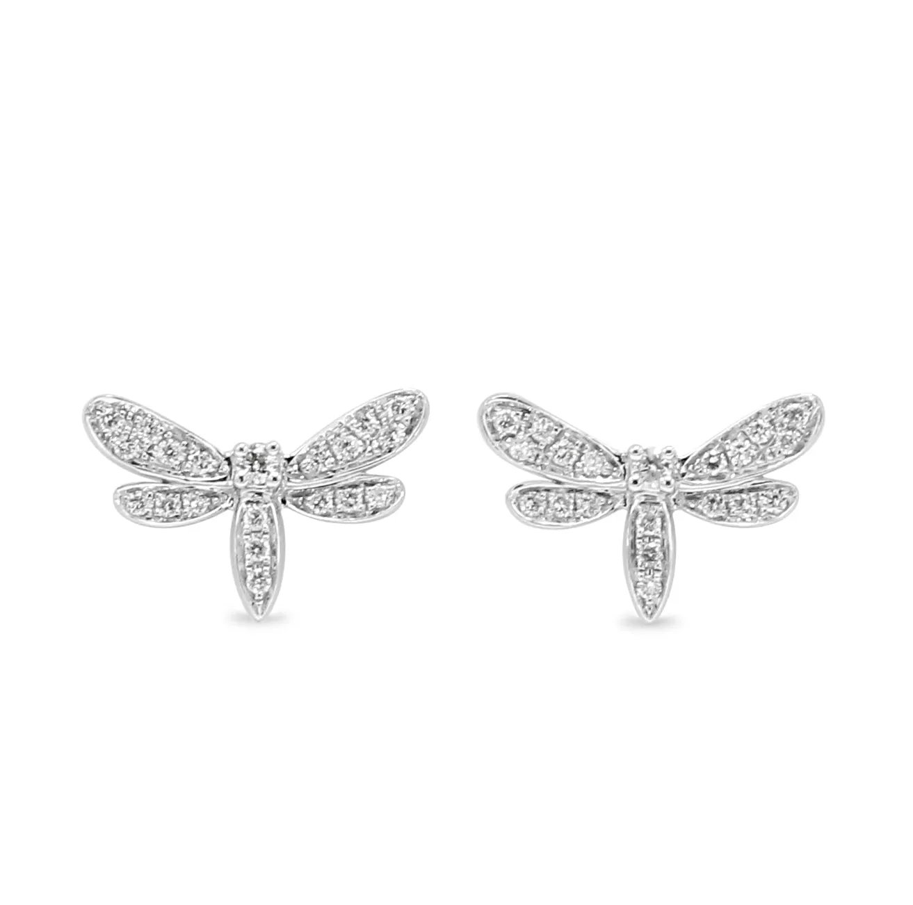 Diamond Dragonfly Studs - 18ct White Gold