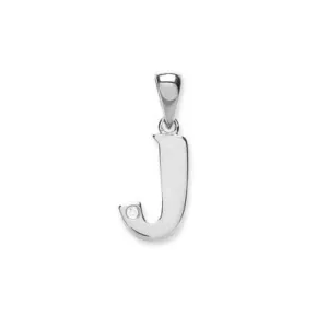 Diamond Initial J Pendant Necklace 0.01ct H-SI in 9K White Gold