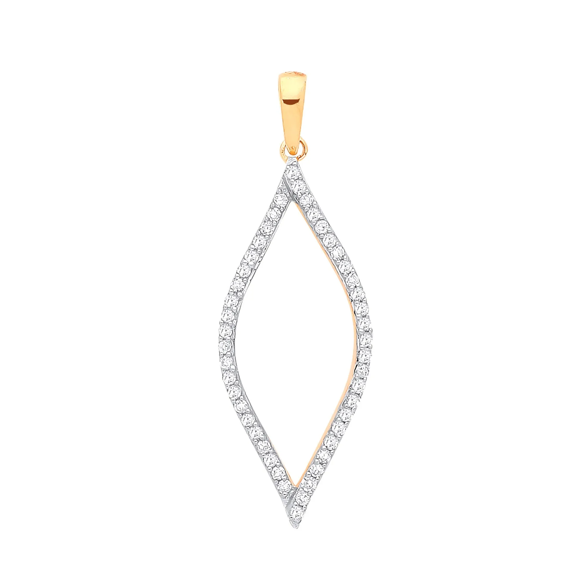 Diamond Marquise Pendant Necklace 0.17ct H-SI in 9K Yellow Gold