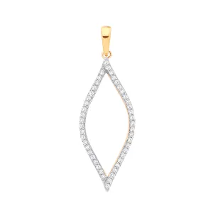 Diamond Marquise Pendant Necklace 0.17ct H-SI in 9K Yellow Gold