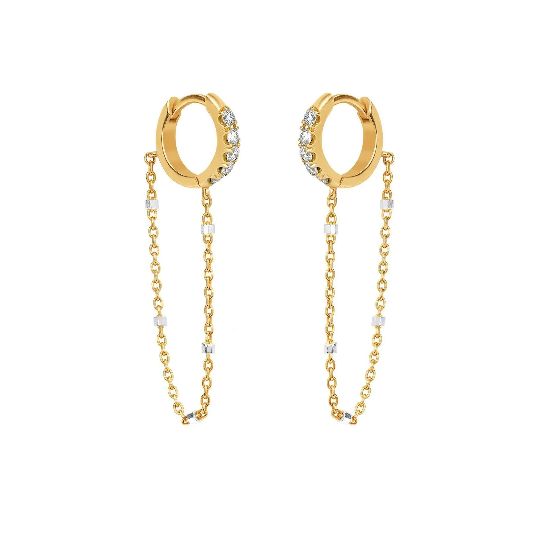 Diamond Mini Goddess Chain Earrings