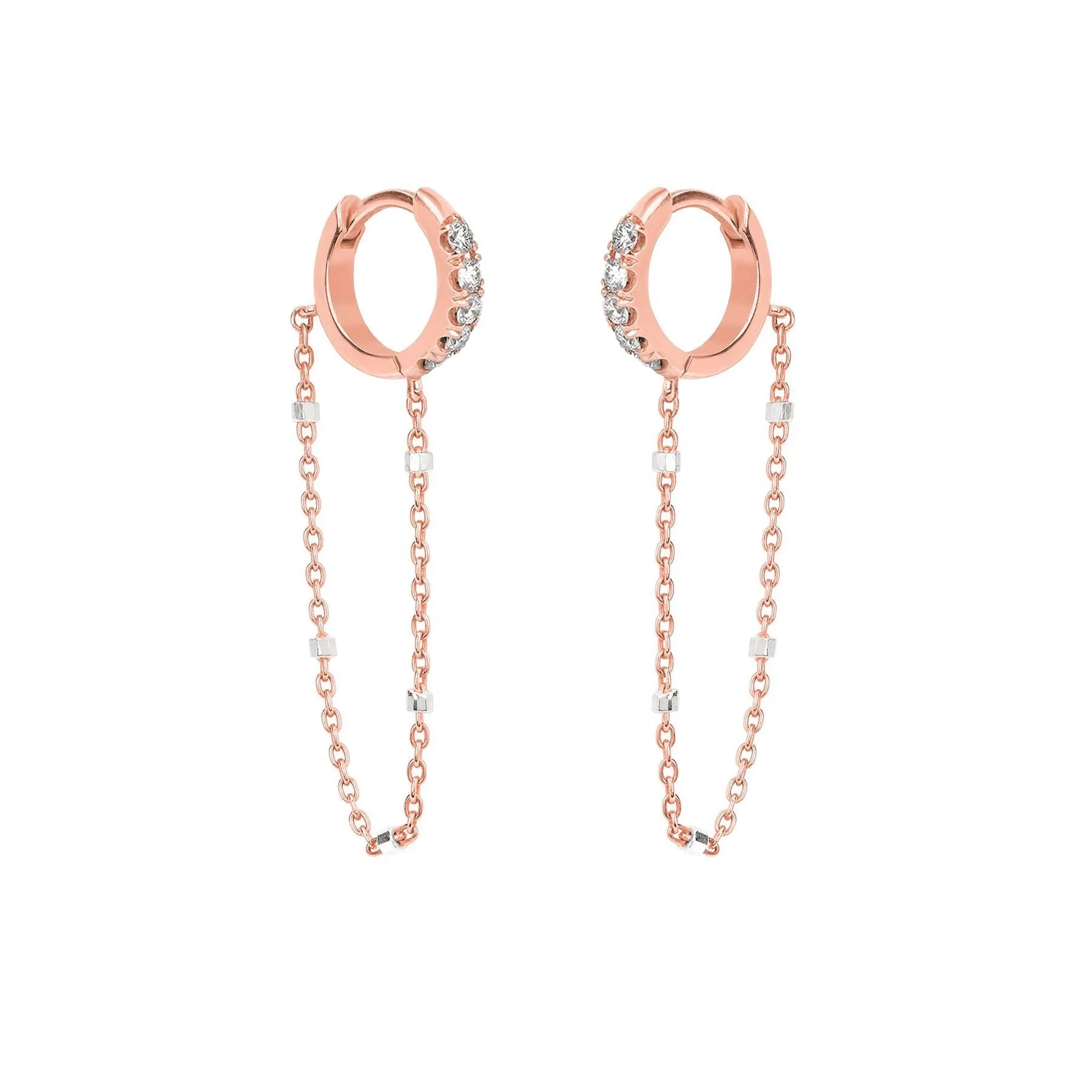 Diamond Mini Goddess Chain Earrings