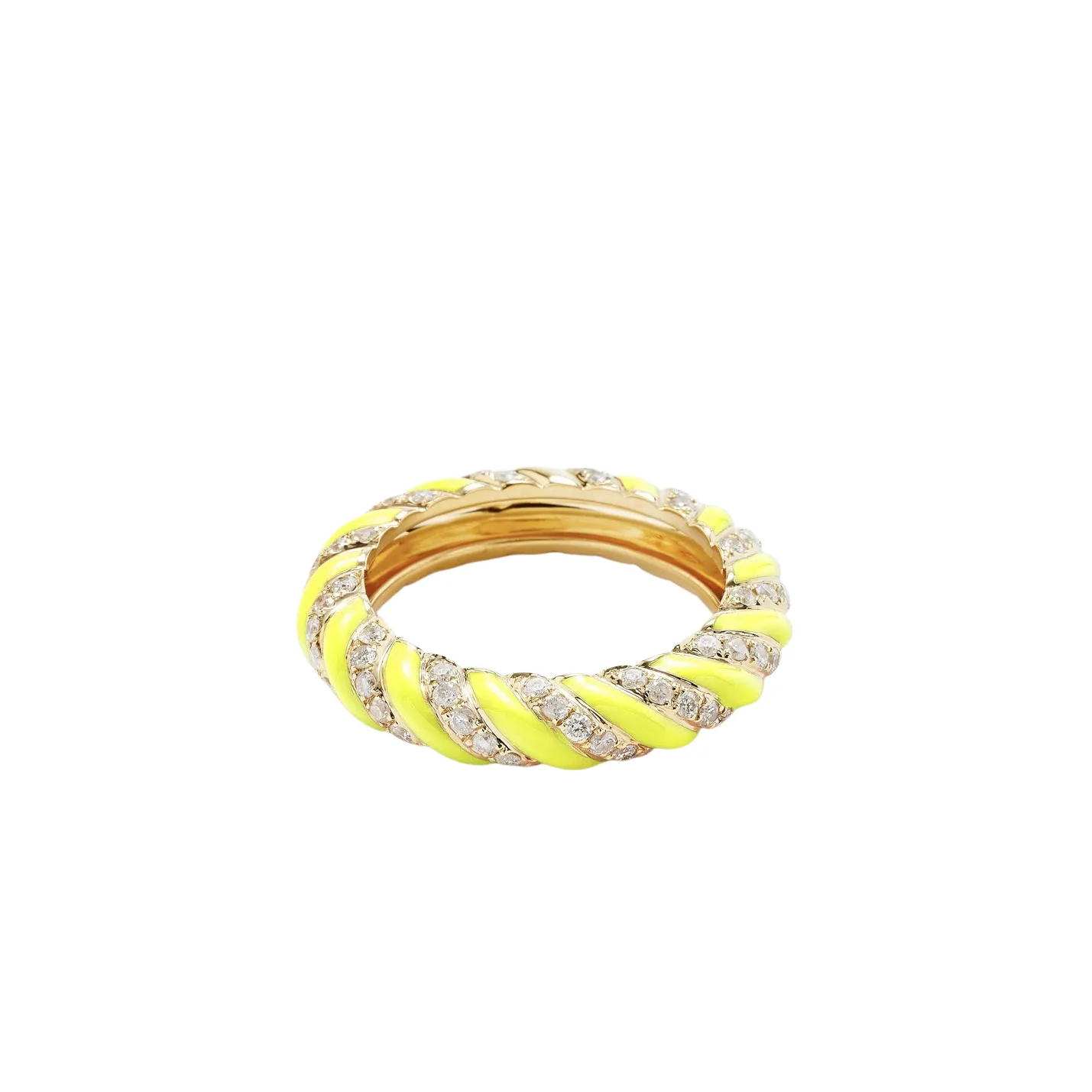 Enamel & Diamond Twisted Candy Eternity Band Ring