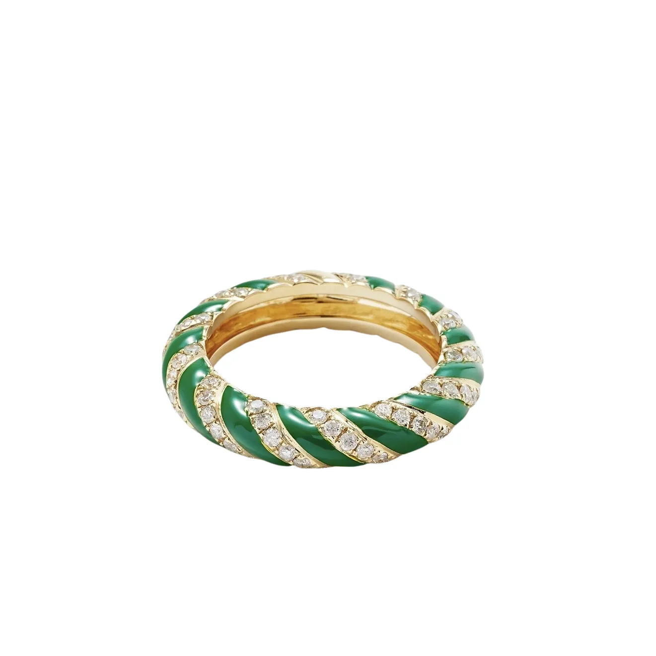 Enamel & Diamond Twisted Candy Eternity Band Ring