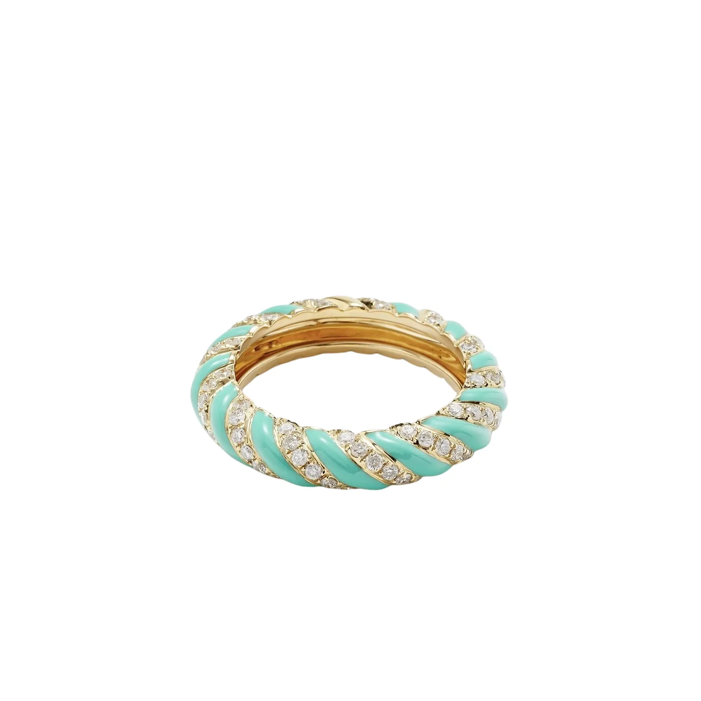 Enamel & Diamond Twisted Candy Eternity Band Ring