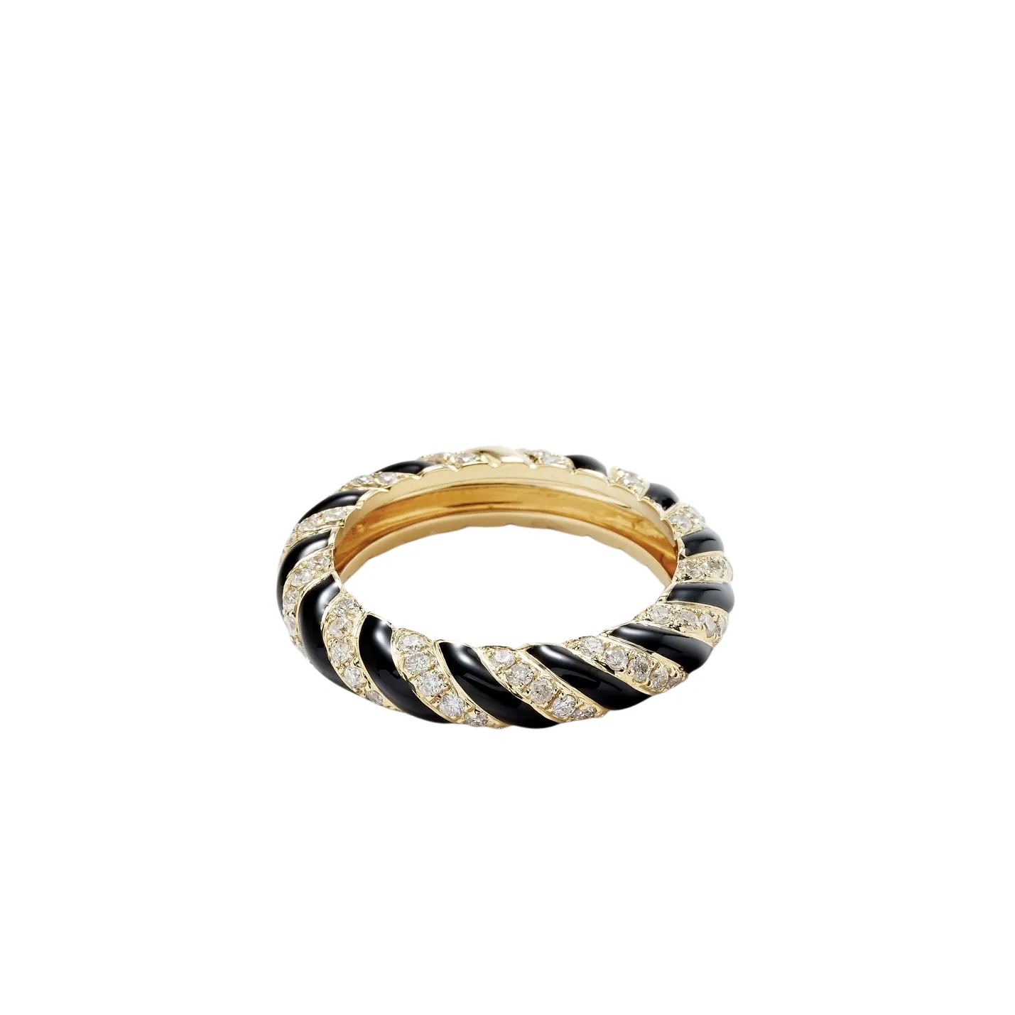 Enamel & Diamond Twisted Candy Eternity Band Ring