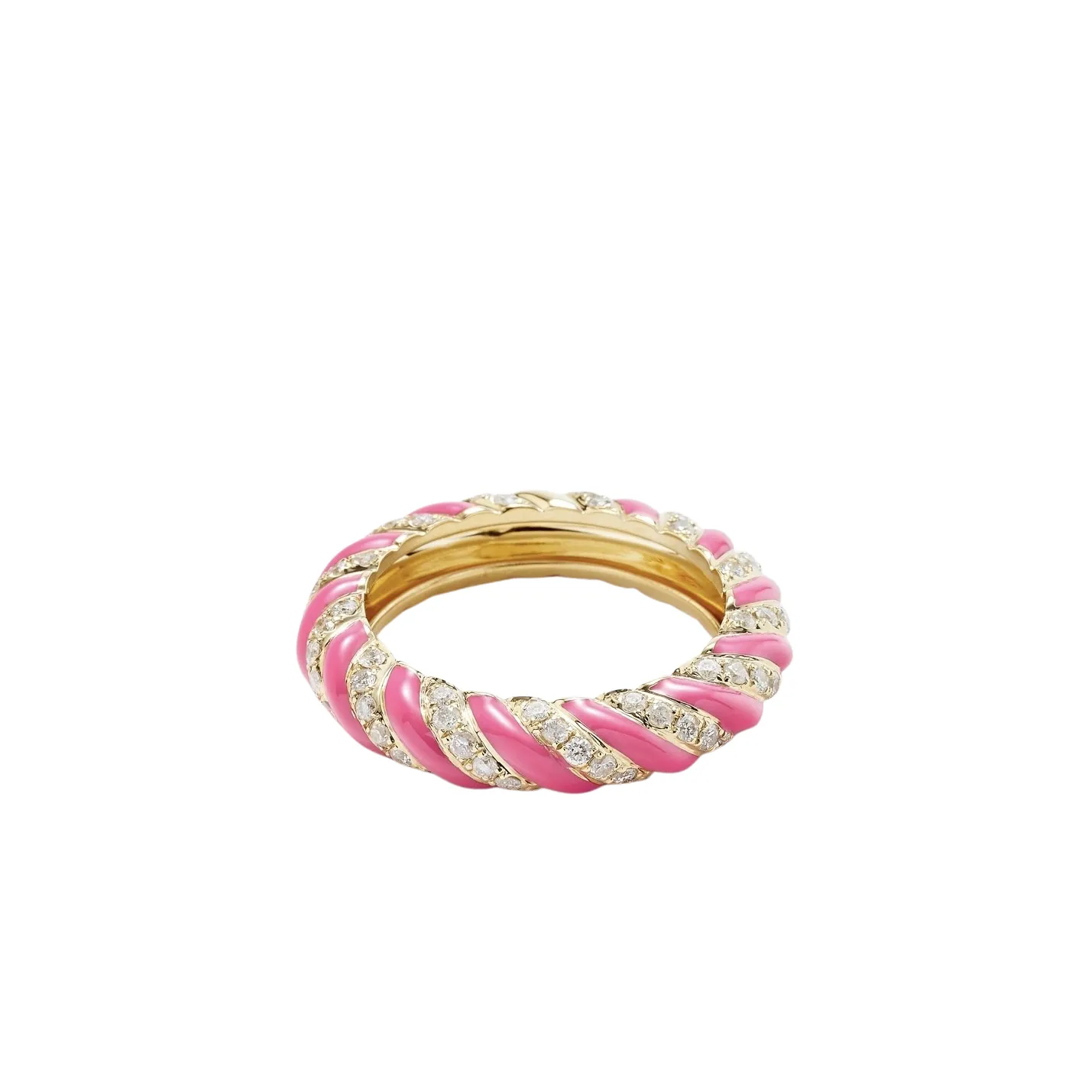 Enamel & Diamond Twisted Candy Eternity Band Ring