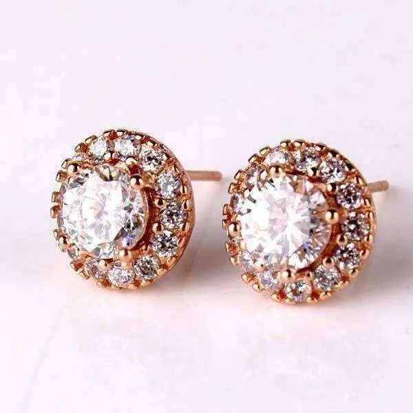 Ethereal Halo Gold plated Set Stud Earrings for Women