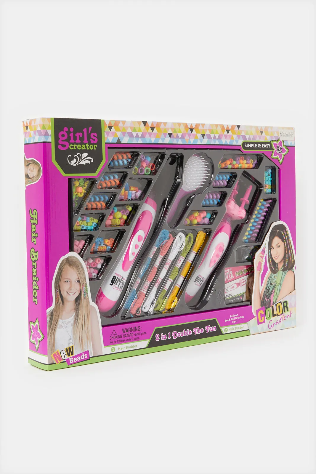 Girl's Creator 2 In 1 Double The Fun Hair Braider And Hair Beader