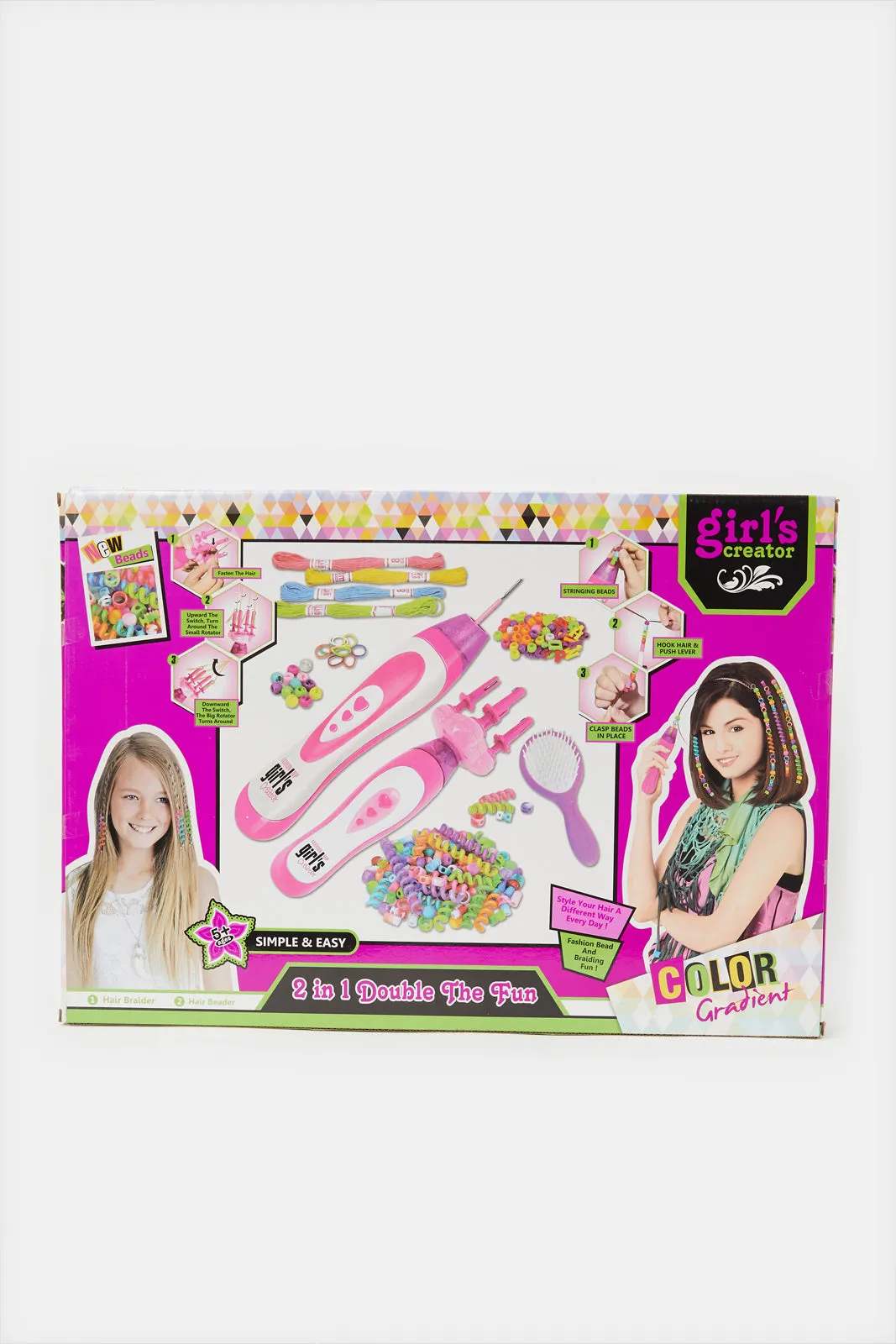 Girl's Creator 2 In 1 Double The Fun Hair Braider And Hair Beader