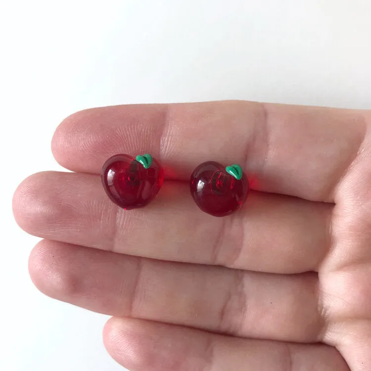 Glass Apple Stud Earrings by Emma Gerard