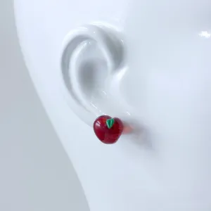 Glass Apple Stud Earrings by Emma Gerard