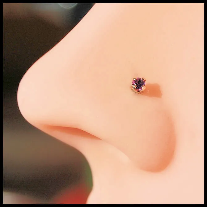 Gold and Amethyst Nose Stud