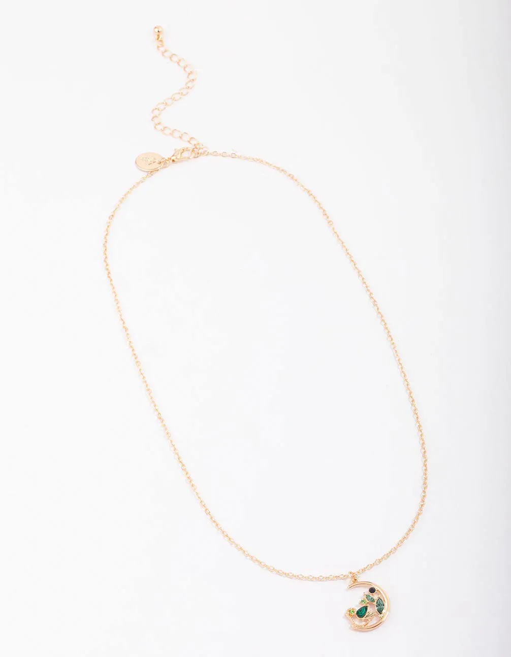 Gold Diamante Moon Celestial Pendant Necklace