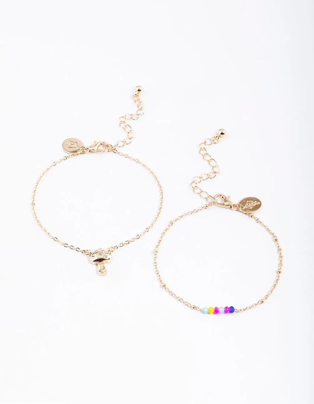 Gold Diamante Mushroom Bracelet Pack