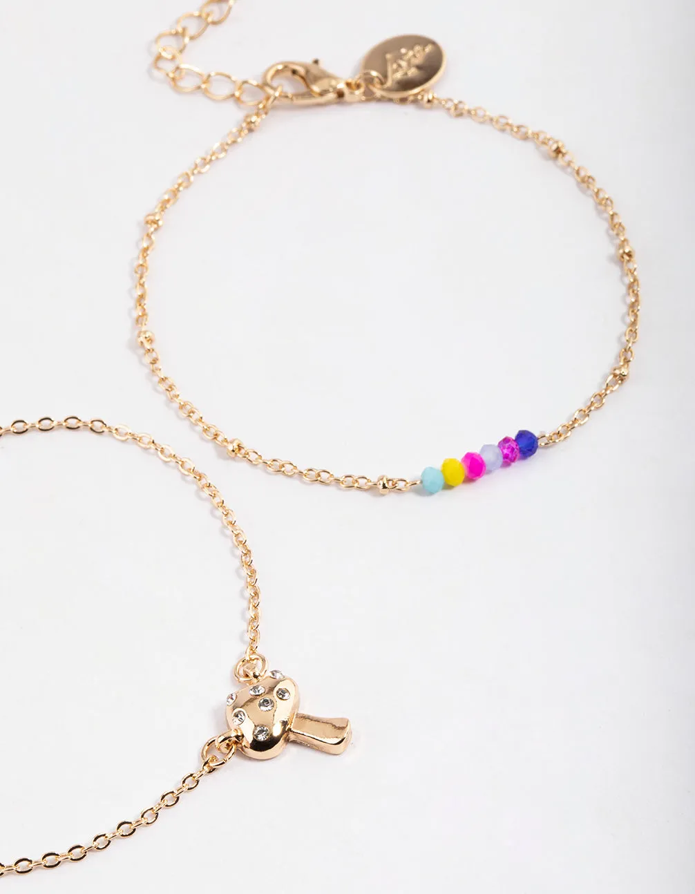 Gold Diamante Mushroom Bracelet Pack