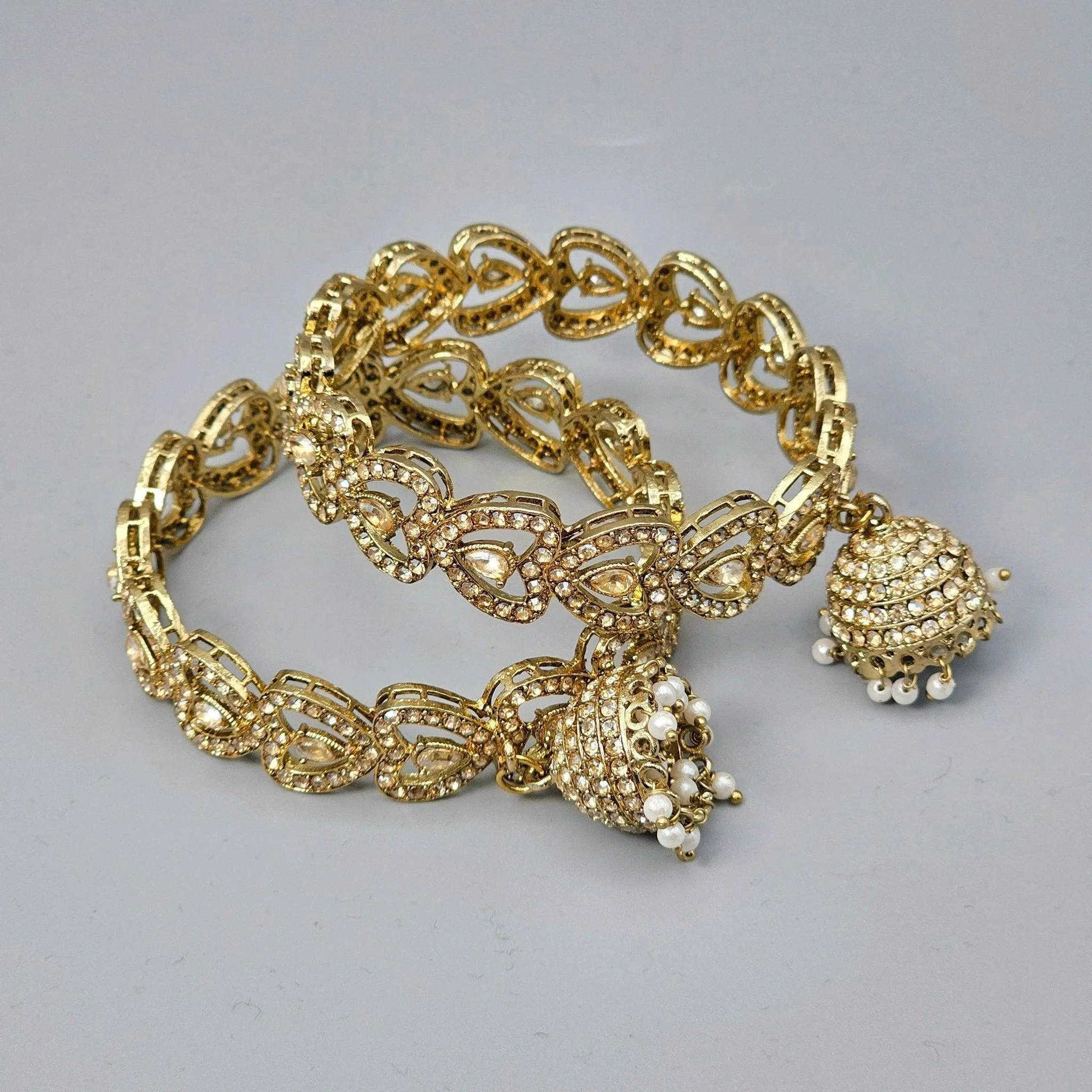 Gold Plated Polki Jhumka Bangles