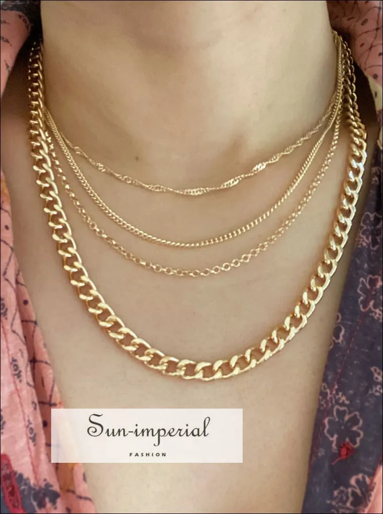 Gold Plated Quad Squad Chain Link Necklace