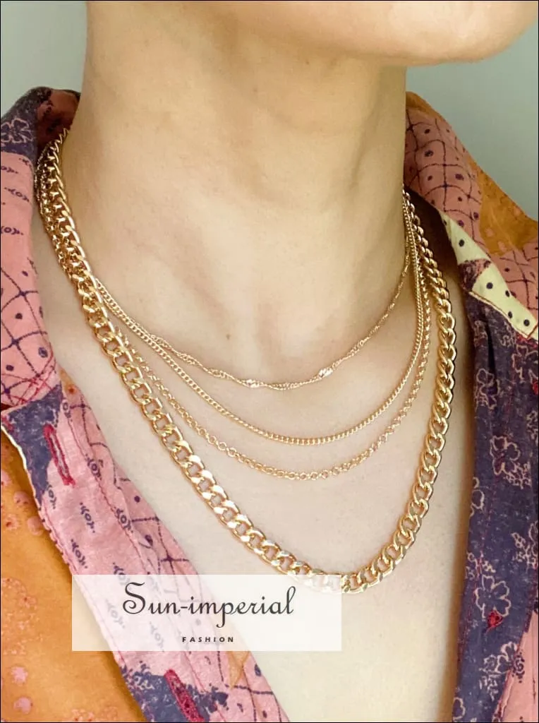 Gold Plated Quad Squad Chain Link Necklace