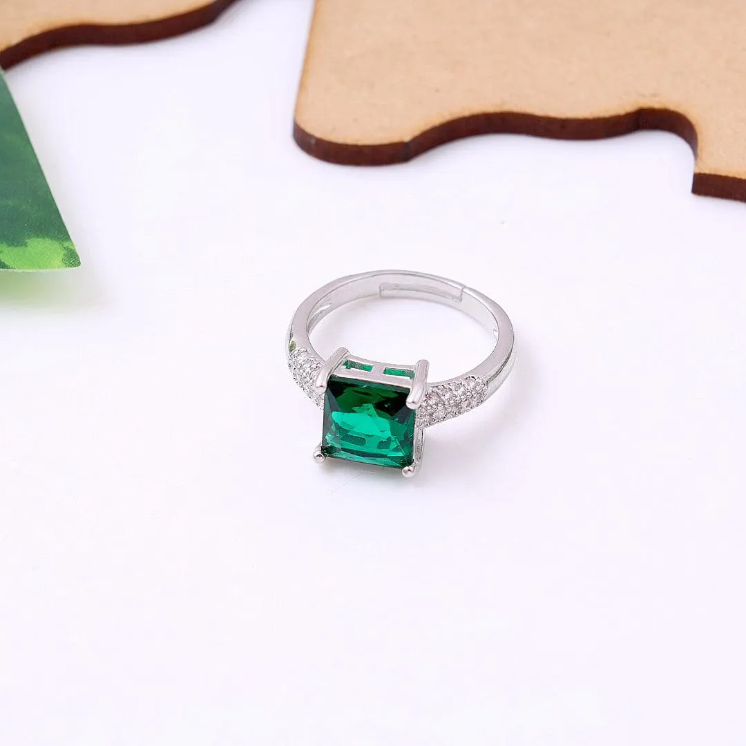 Green Lab Emerald Gemstone Ring