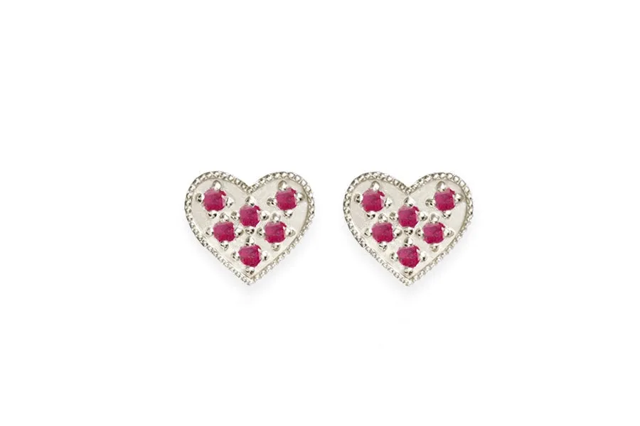 Heart Ruby Studs