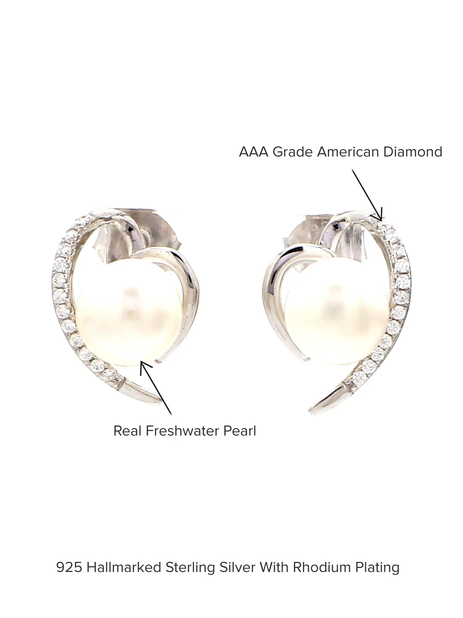 Heart Shape Real Pearl Earring Studs