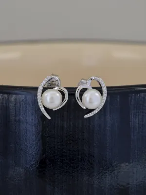 Heart Shape Real Pearl Earring Studs