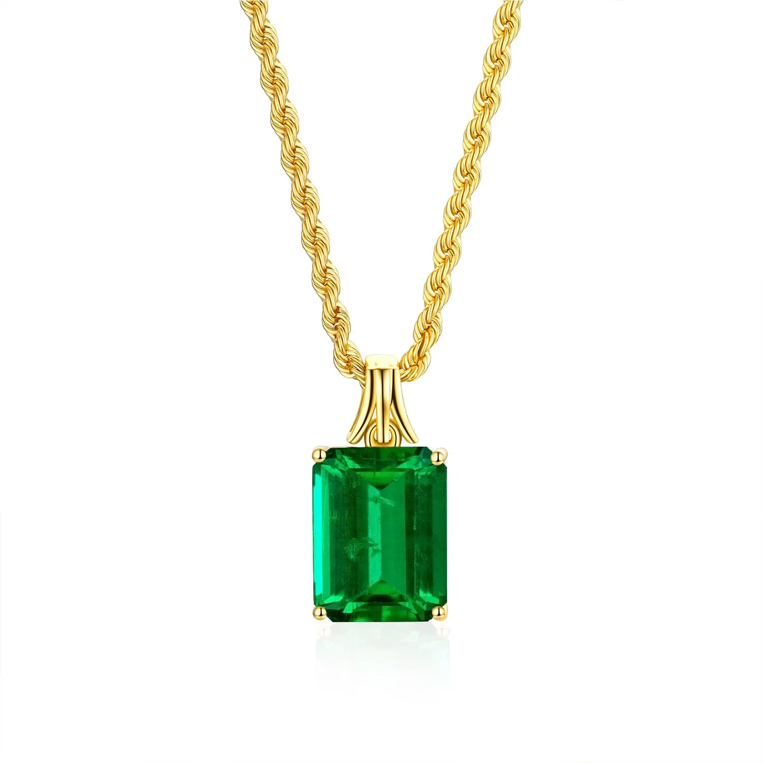 Heirloom 5 carats Natural Emerald 18K Yellow Gold Necklace