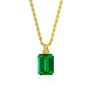 Heirloom 5 carats Natural Emerald 18K Yellow Gold Necklace