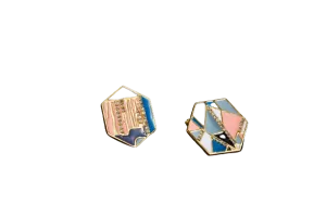 Hexagon Colourful Enamel Stud Earrings