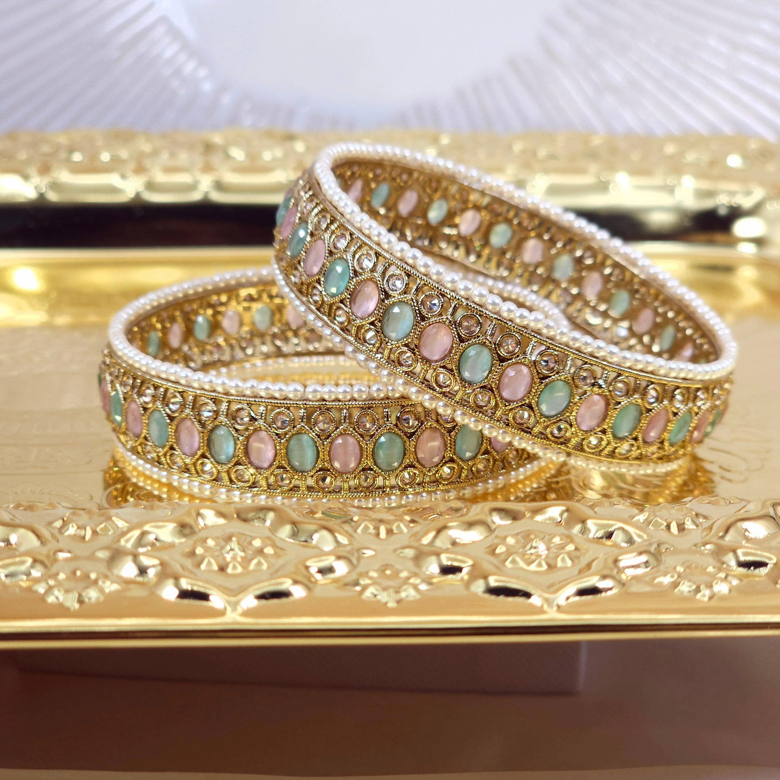 Hira Antique Gold Polki Bangles