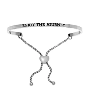 Intuitions Stainless Steel ENJOY THE JOURNEY Diamond Accent Adjustable Bracelet