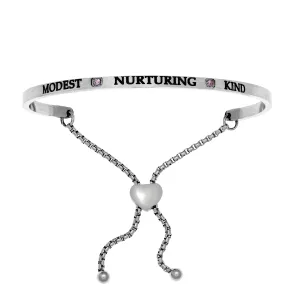 Intuitions Stainless Steel  Modest, Nurturing, Kind June Lite Purple Birthstone Bangle Bracelet