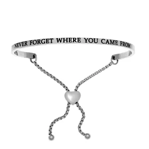 Intuitions Stainless Steel NEVER FORGET WHERE YOU CAME FROM Diamond Accent Adjustable Bracelet