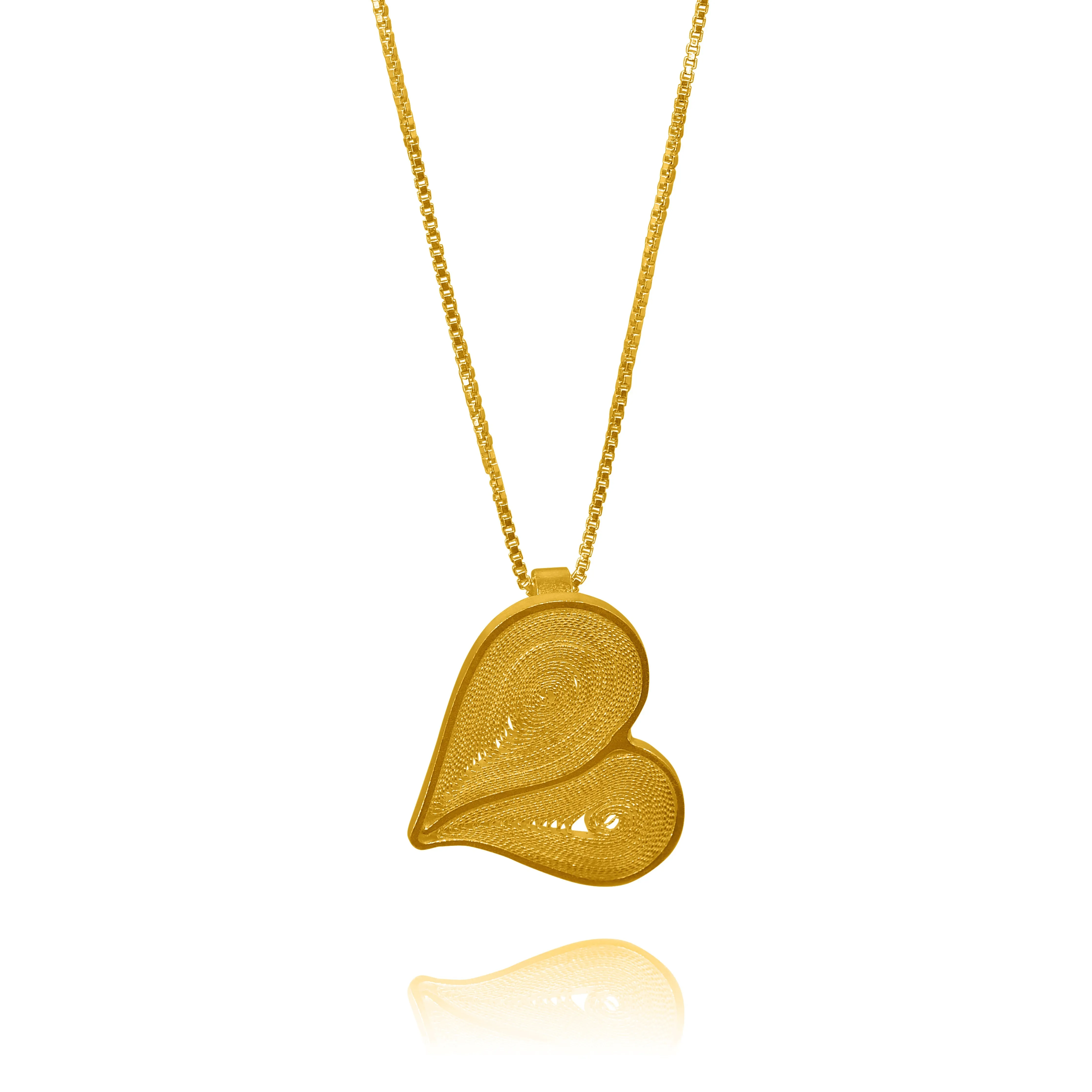 JUDE GOLD HEARTS SMALL PENDANT NECKLACE FILIGREE