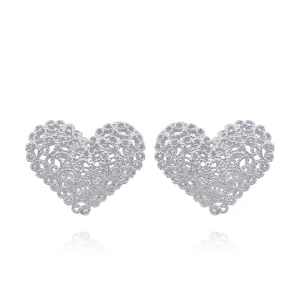 KATE SILVER HEARTS STUDS EARRINGS FILIGREE